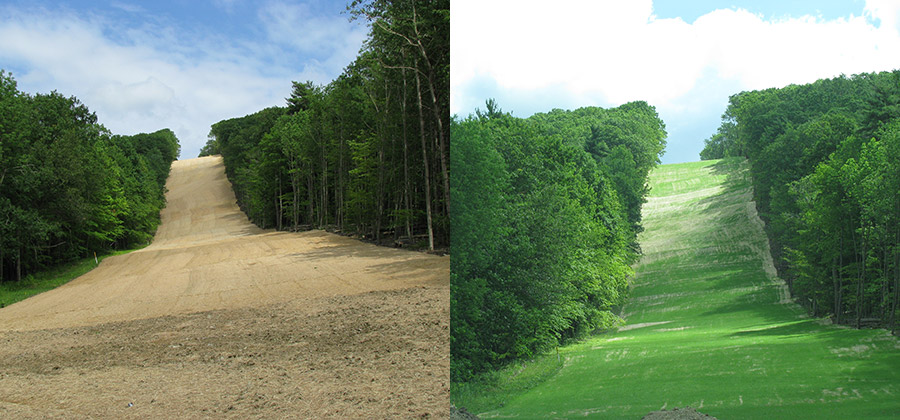 Before and after of erosion control products being used in the oil and gas industry